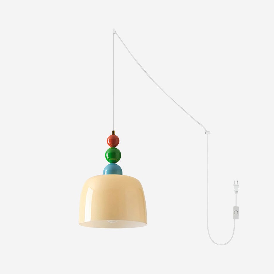 Cream Pastoral Style Glass Plug In Pendant Lamp P012