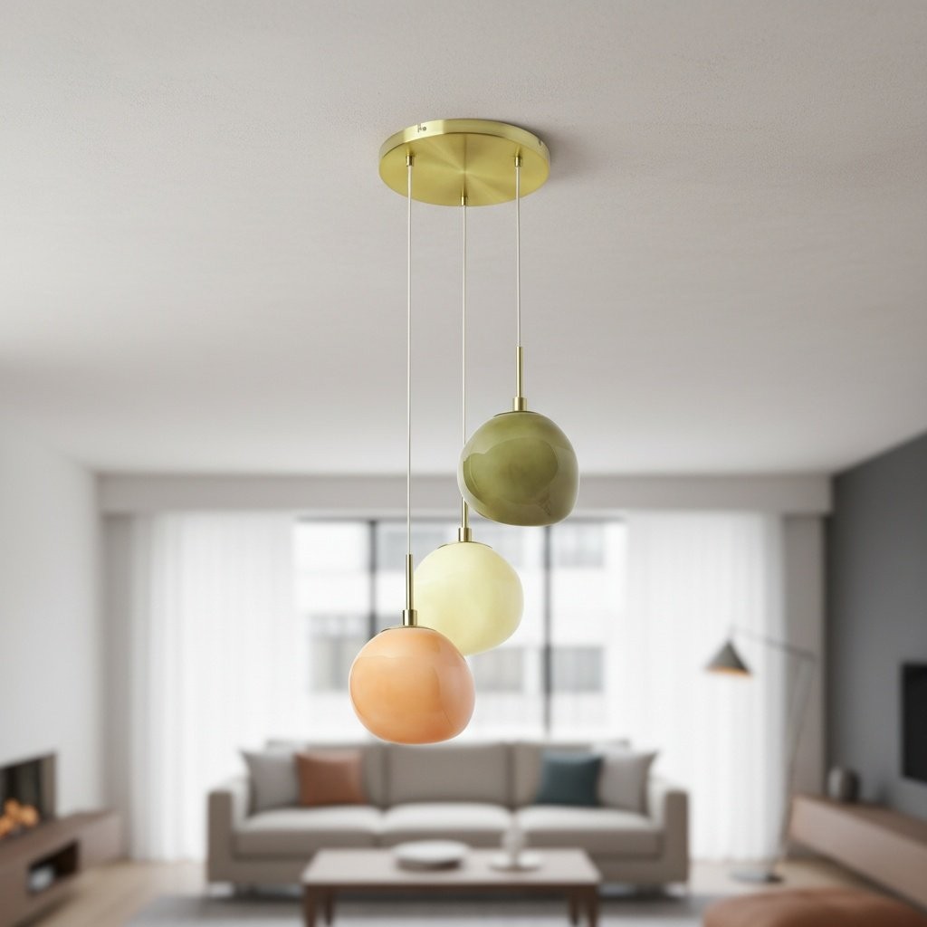 Pastel Multi-Shade Pendant - Chic Cluster Hanging Lamp for Bedroom T420