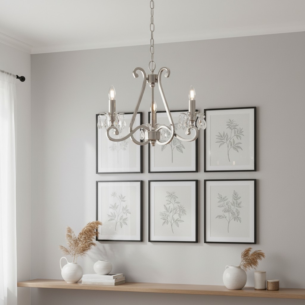 Talonis Crystal Chandelier - Traditional Candle-Style Brass and Nickel for Living Room and Dining Room T962