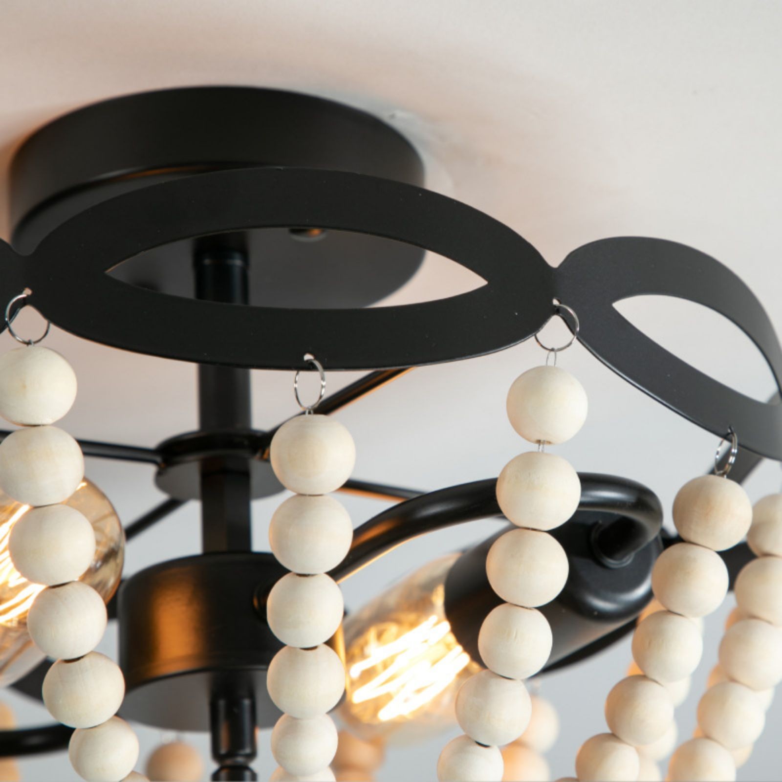 Retro Rustic Metal Wooden Beads Ceiling Lamp S150