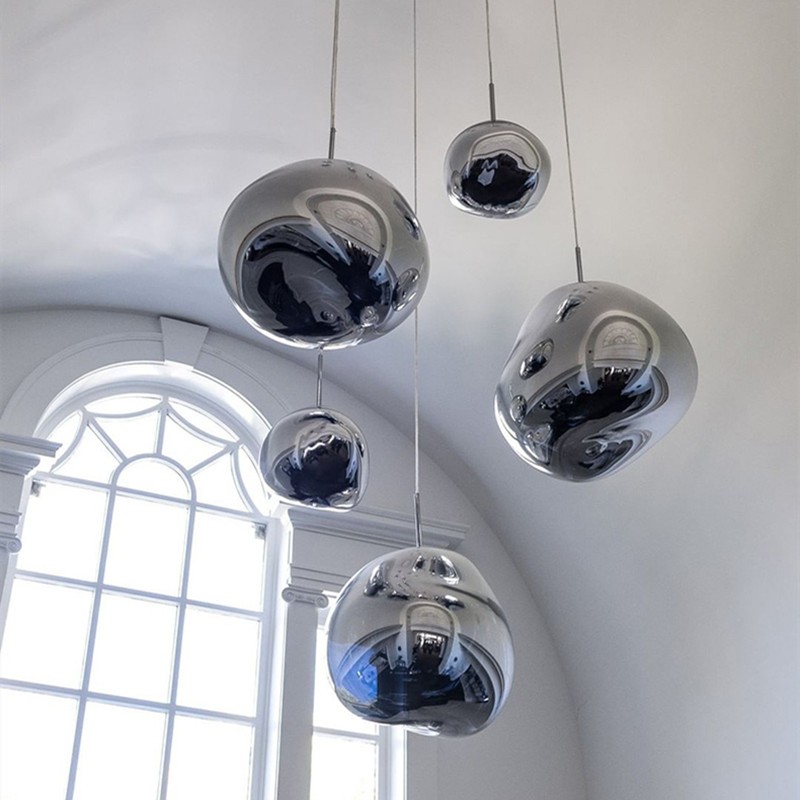 Glass Dynamic Pendant Light - Artistic Metallic Glow Pendant for Dining Area S54