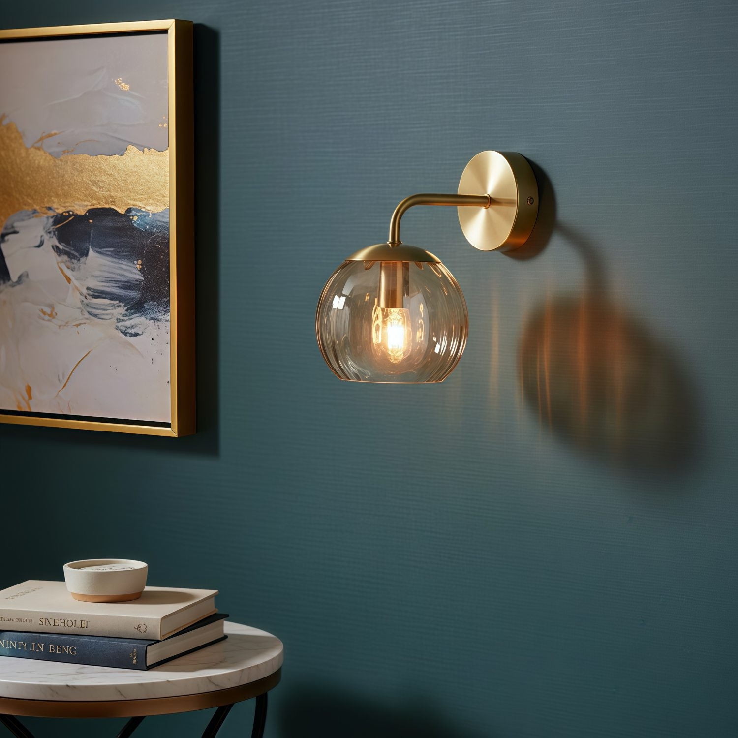 Tracian Brass Textured Glass Wall Lamp - Modern Classic Wall Sconce for Home Interiors & Corridors T837