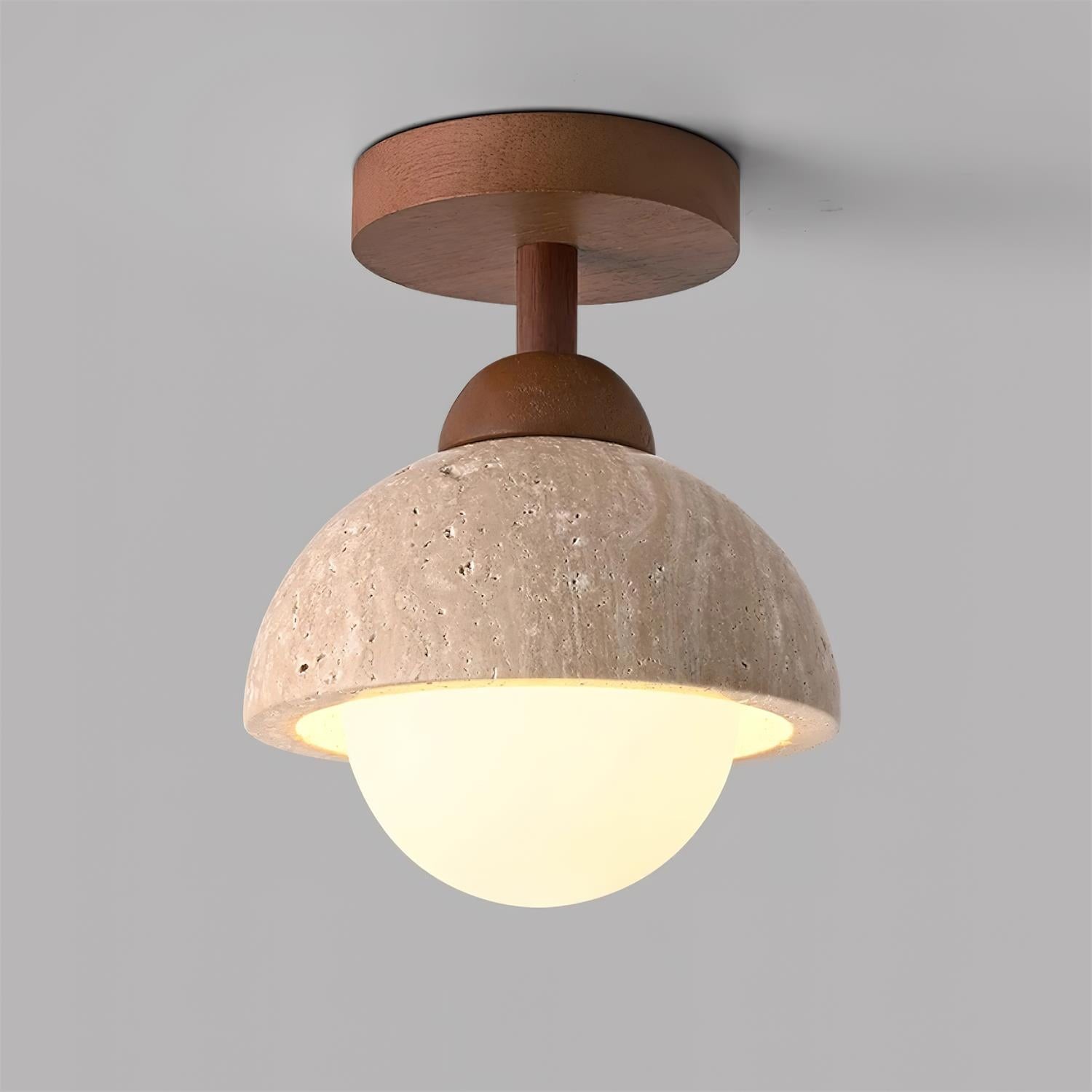 Minimalist Travertine Flush Mount - Mediterranean Style for Entryway M164