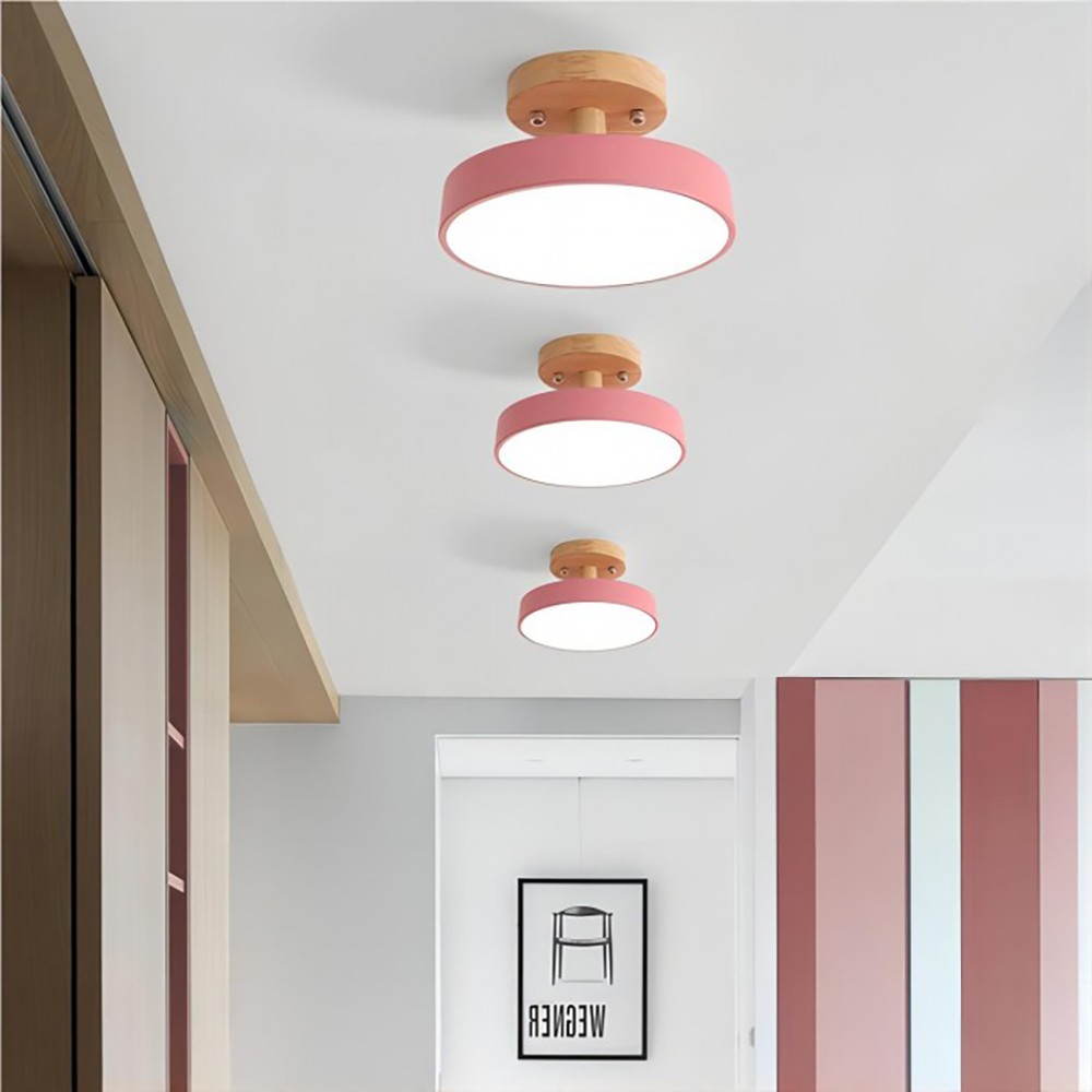 Nordic Macaroon Wooden Round Ceiling Lamp S90