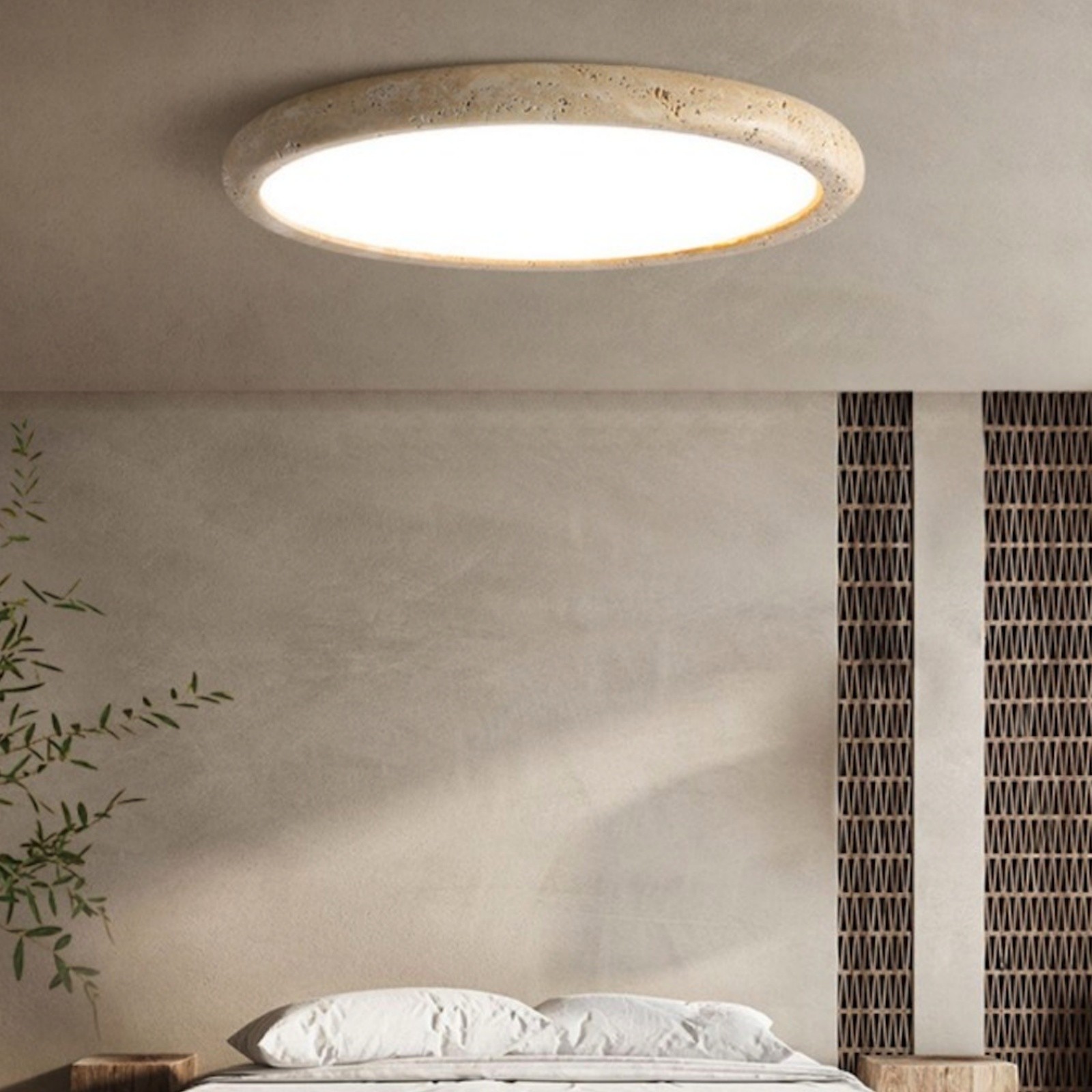 Travertine Disc Flush Mount Ceiling Light - Minimalist Design  Lighting S289