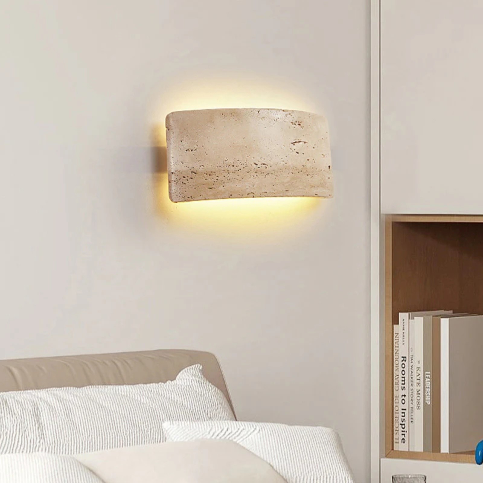 Mask-Shaped Travertine Wall Lamp - Artistic Modern Accent for Living Room S324