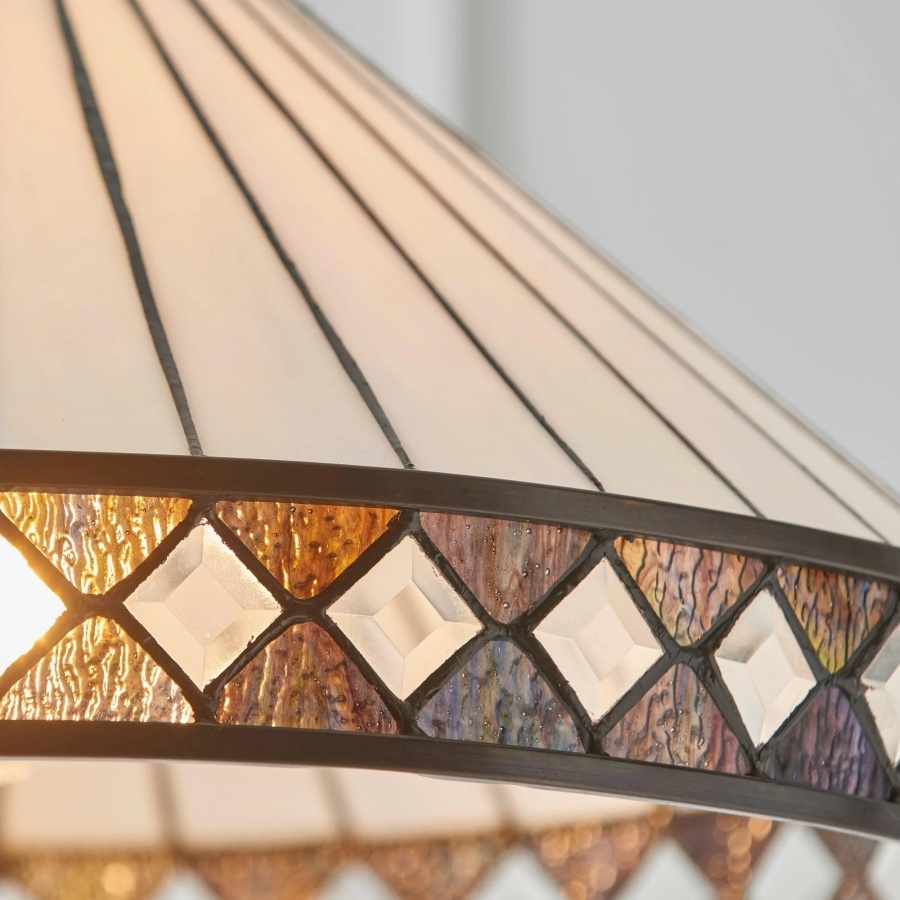 TF Fargo Pendant Light - Tiffany Style Lighting with an Art Deco Shade and Adjustable Chain T970