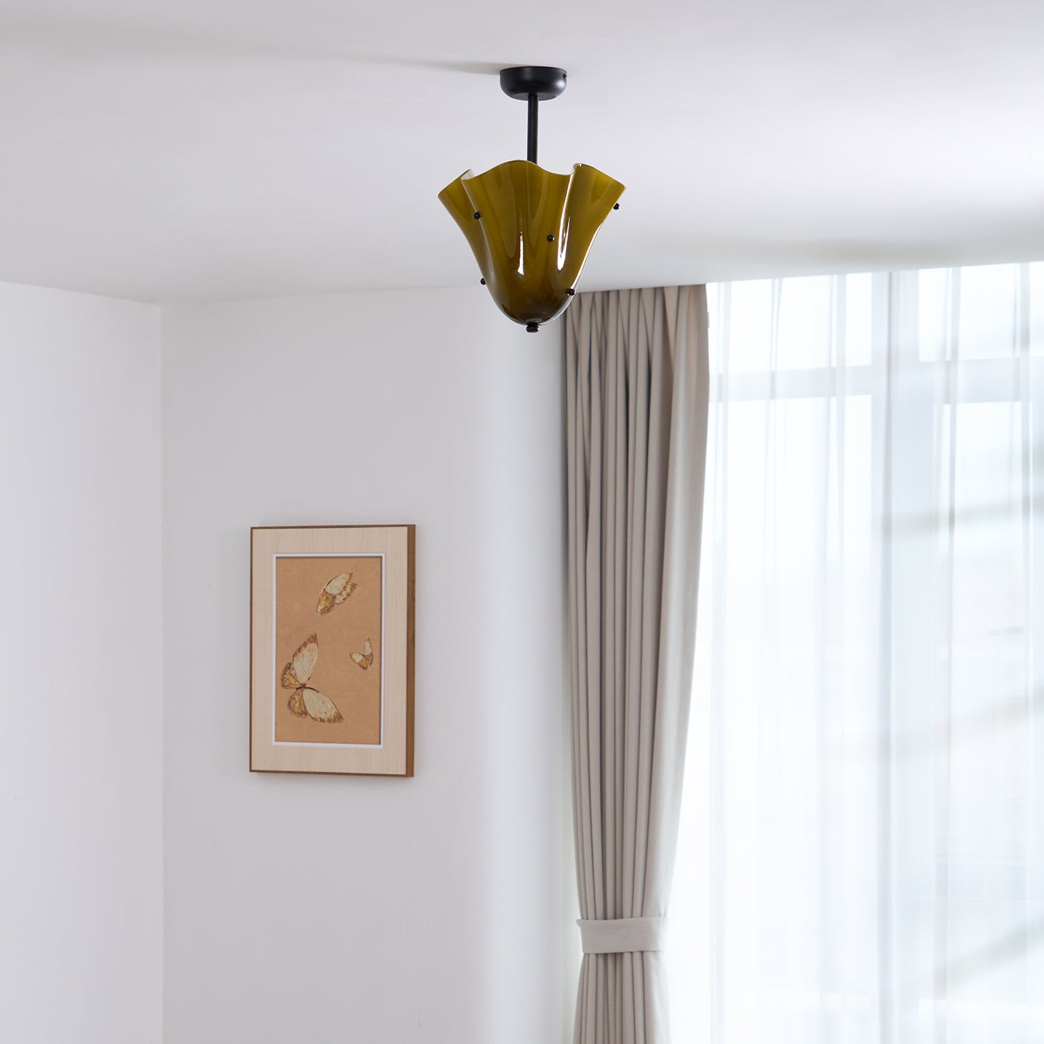 Bellina Petal Fold Glass Ceiling Light - Artistic Fixture for Bedroom T282