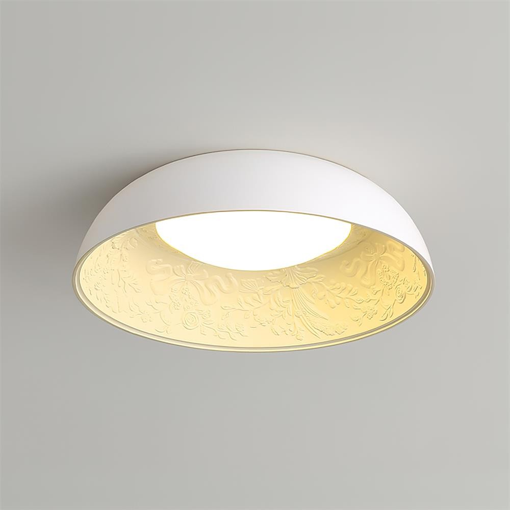 French Romantic Carved Round LED Ceiling Lamp M264