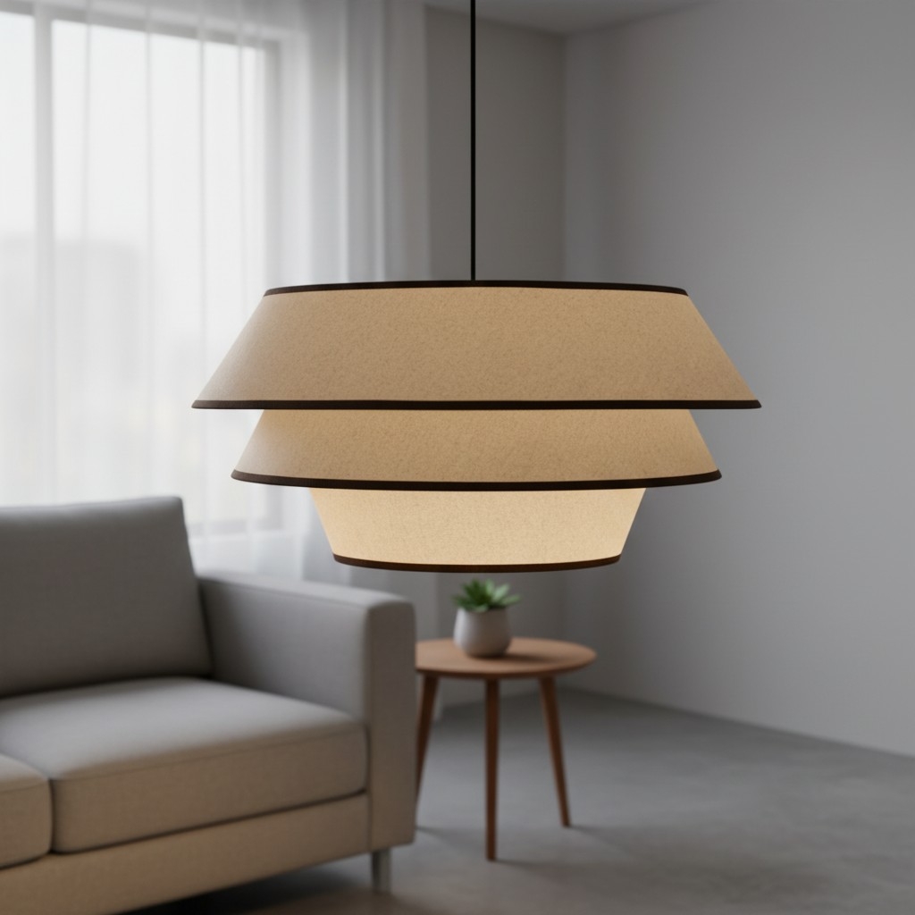 Tarivon Steel Frame Pendant with Fabric Shade - Modern Hanging Lamp for Dining Rooms T696