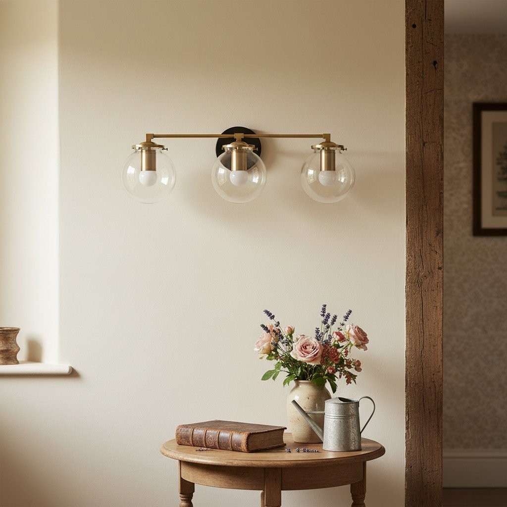 Glorica Glass 3 Shade Globe Vanity Light - Soft Bathroom Light Fixture T329