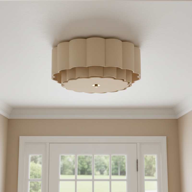 Velune Retro Fabric Flower Flush Mount - Vintage Style Ceiling Light for Dining and Hallways T1214