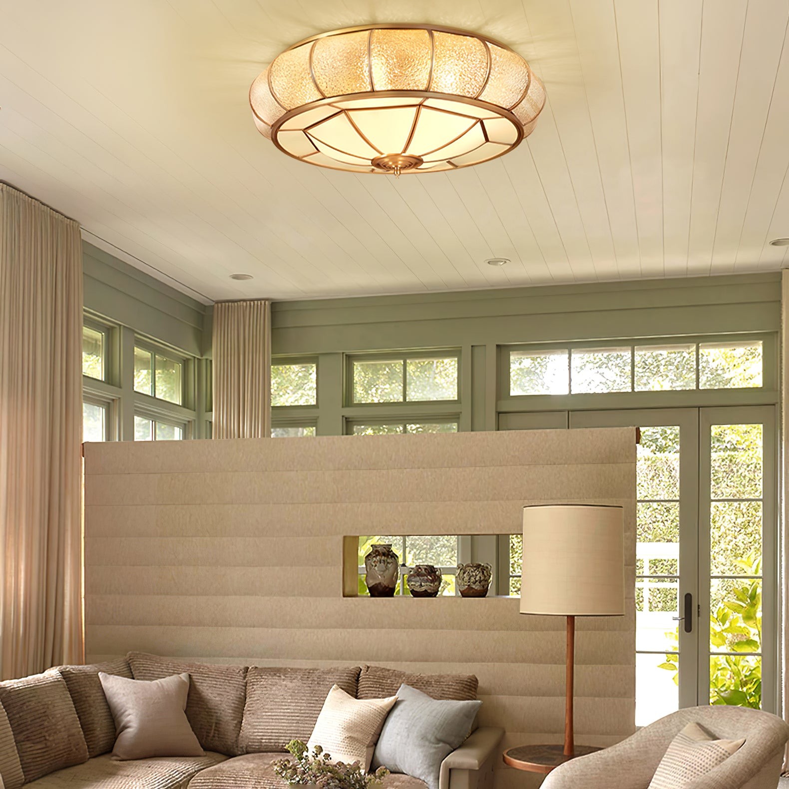 Round Textured Glass Ceiling Light M416