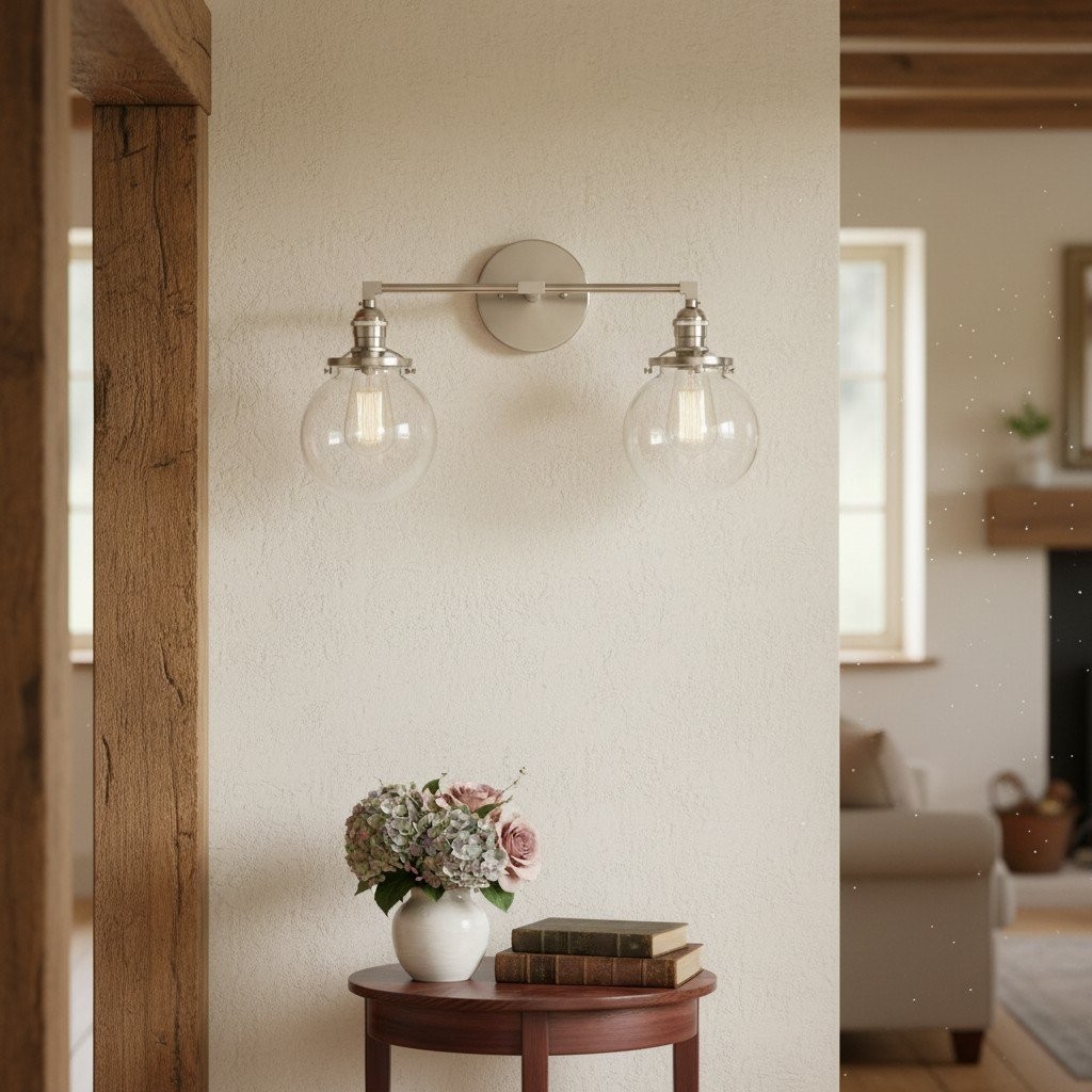 Lumio Globe Glass Globe Vanity Light - Modern Two Light Bathroom Sconce T309