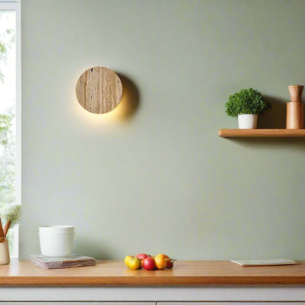 Japanese Wabi Sabi Natural Travertine Stone Wall Light T2102