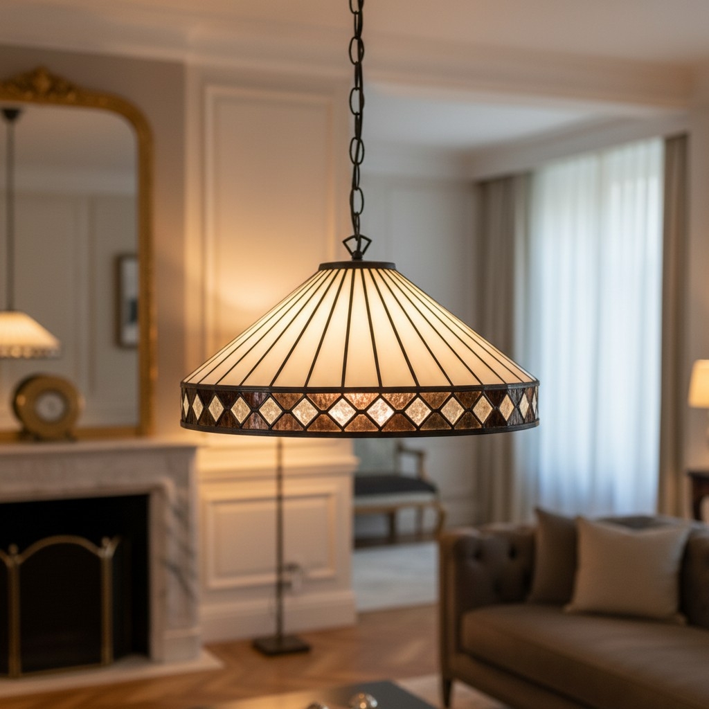TF Fargo Pendant Light - Tiffany Style Lighting with an Art Deco Shade and Adjustable Chain T970