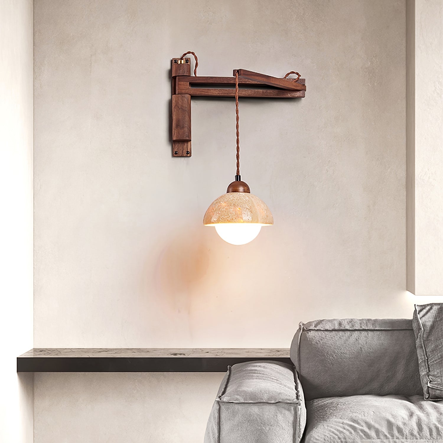 Adjustable Travertine Dome Wall Sconce T1606