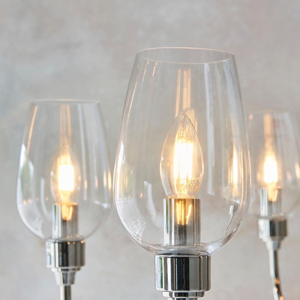 Clarione Art Deco 6-Light Linear Chandelier with Blown Glass Shades for Kitchen T930