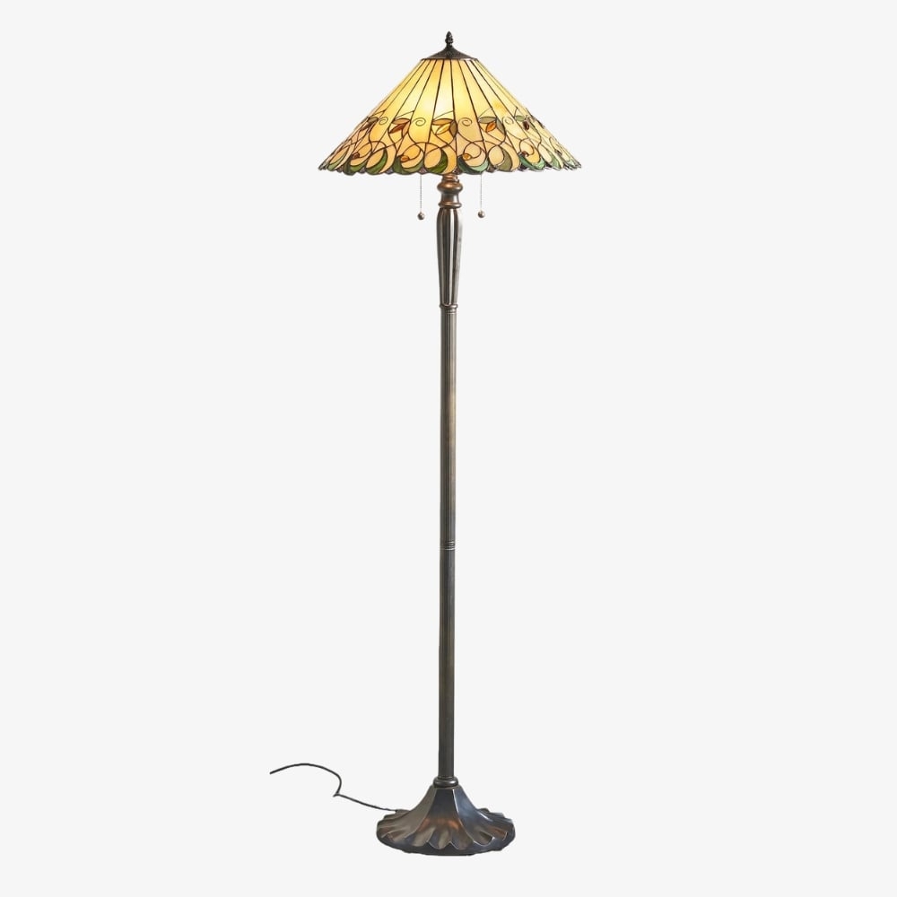 TF Jamelia Stained Glass Floor Lamp - Jewel-toned Mosaic Shade Decorative Floor Lamp T864