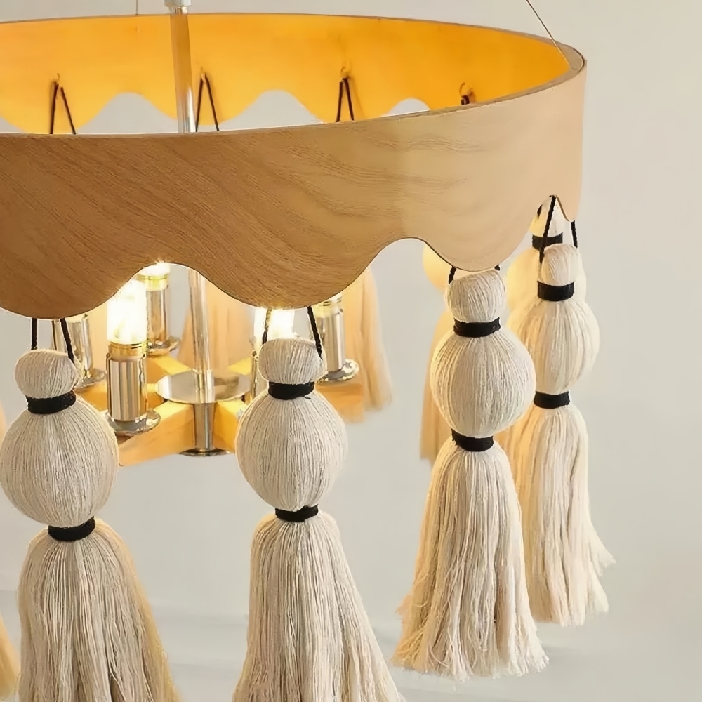 FringeAura Boho Tassel Chandelier - Large Cotton Fringe Chandelier for Dining and Living Room T1108