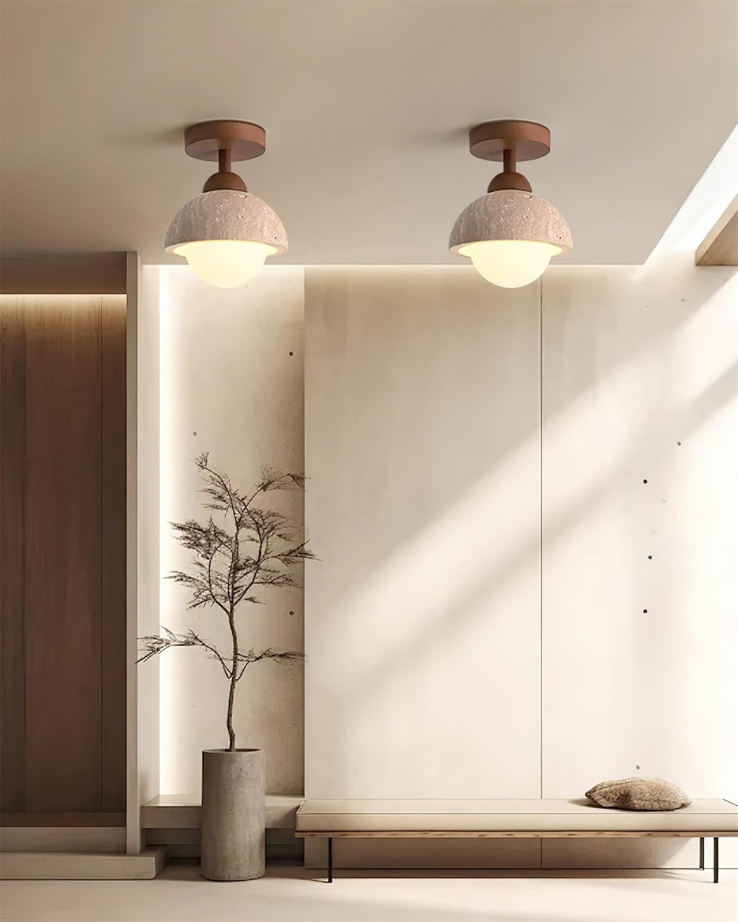 Minimalist Travertine Flush Mount - Mediterranean Style for Entryway M164