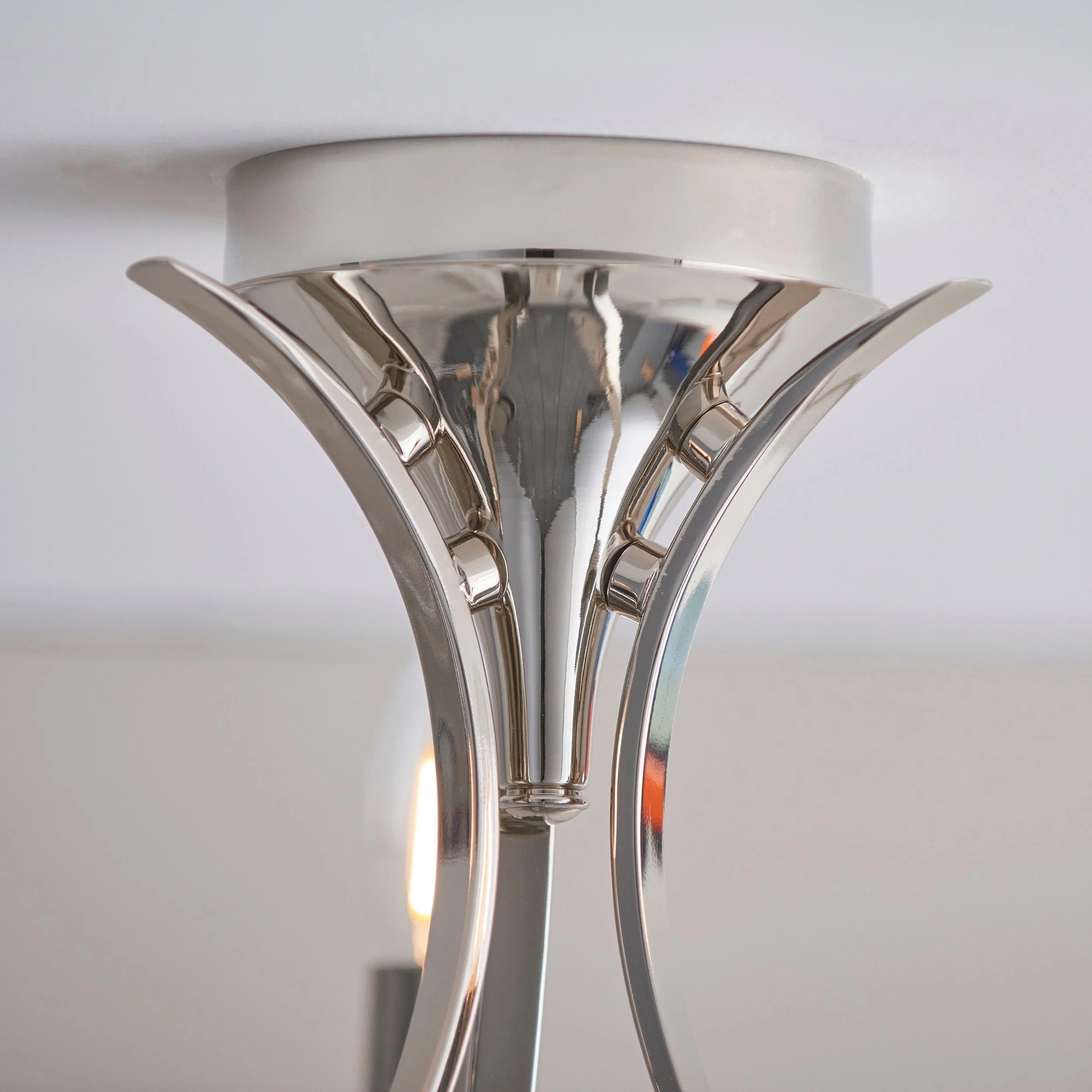 Foline 3-Light Ceiling Fixture with Sweeping Arms - Polished Nickel Semi-Flush for Dining or Entry T1028