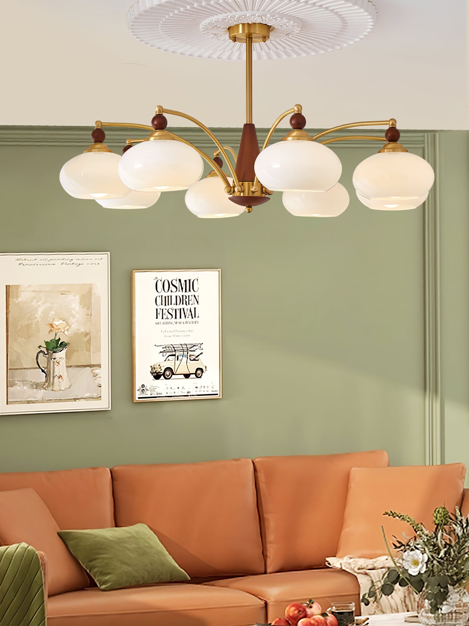 Vintage Multihead Persimmon Chandelier M325