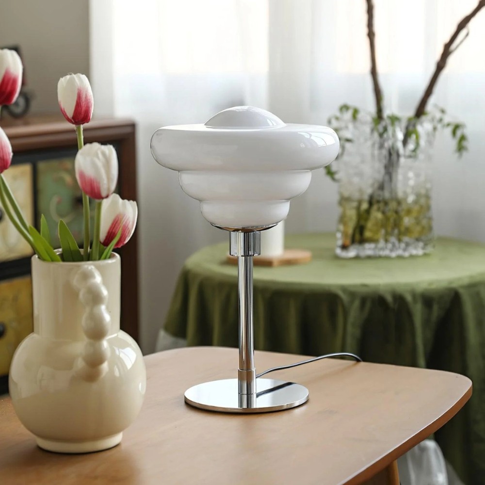 Modern Table Lamp Featuring Textured Glass Shade S247