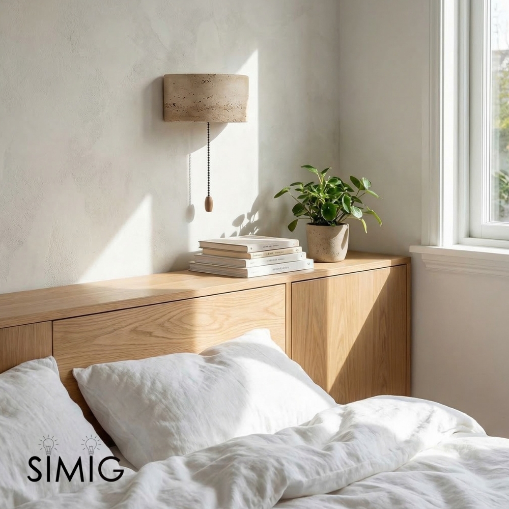 Mask-Shaped Travertine Wall Lamp - Artistic Modern Accent for Living Room S324