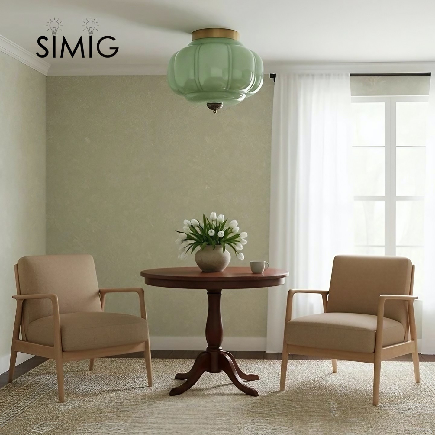 Eloise Ceiling Light - Elegant Retro Brass Ceiling Light for Living Room G55