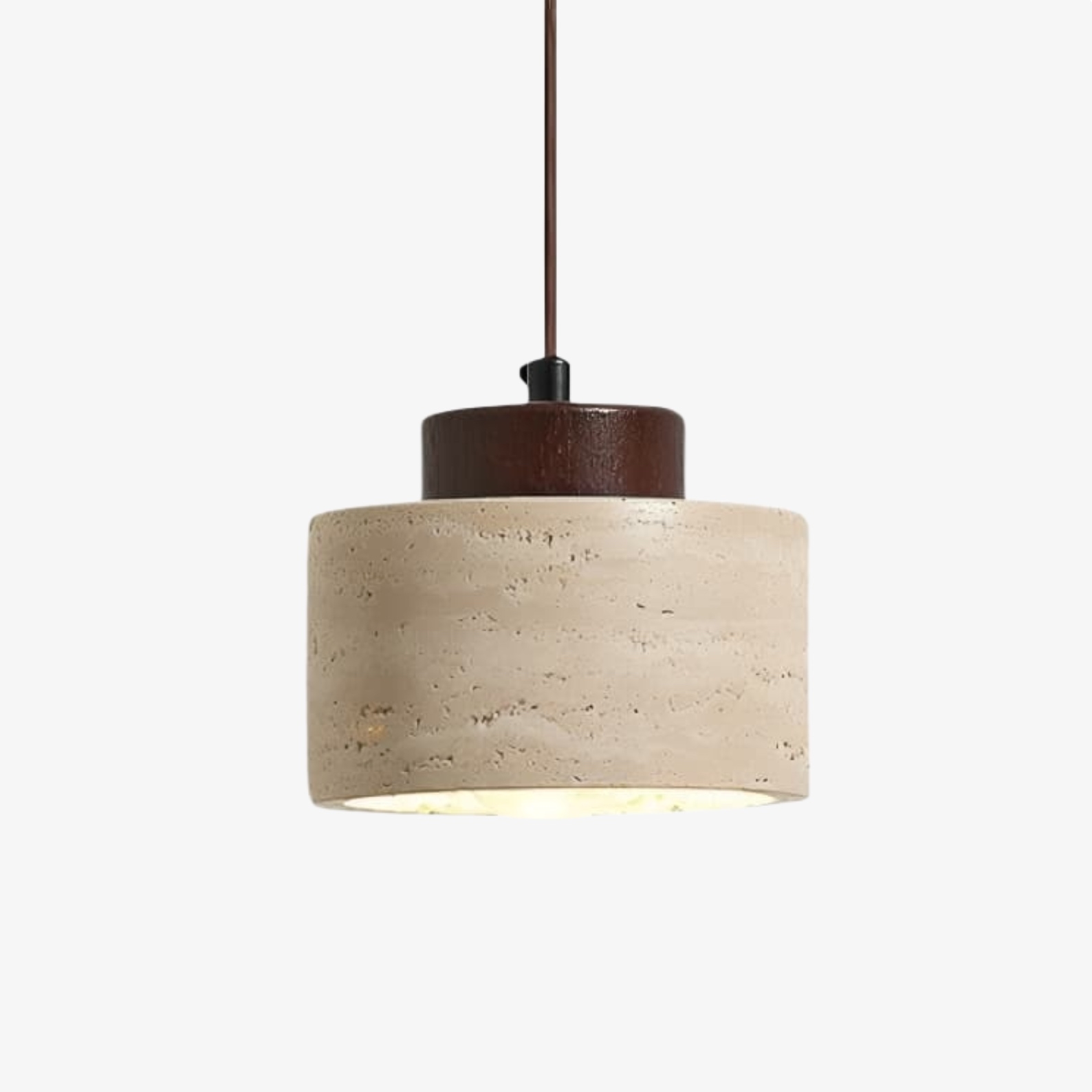 Travertine Modern Mini Pendant Light - Cylindrical Stone for Kitchen S412