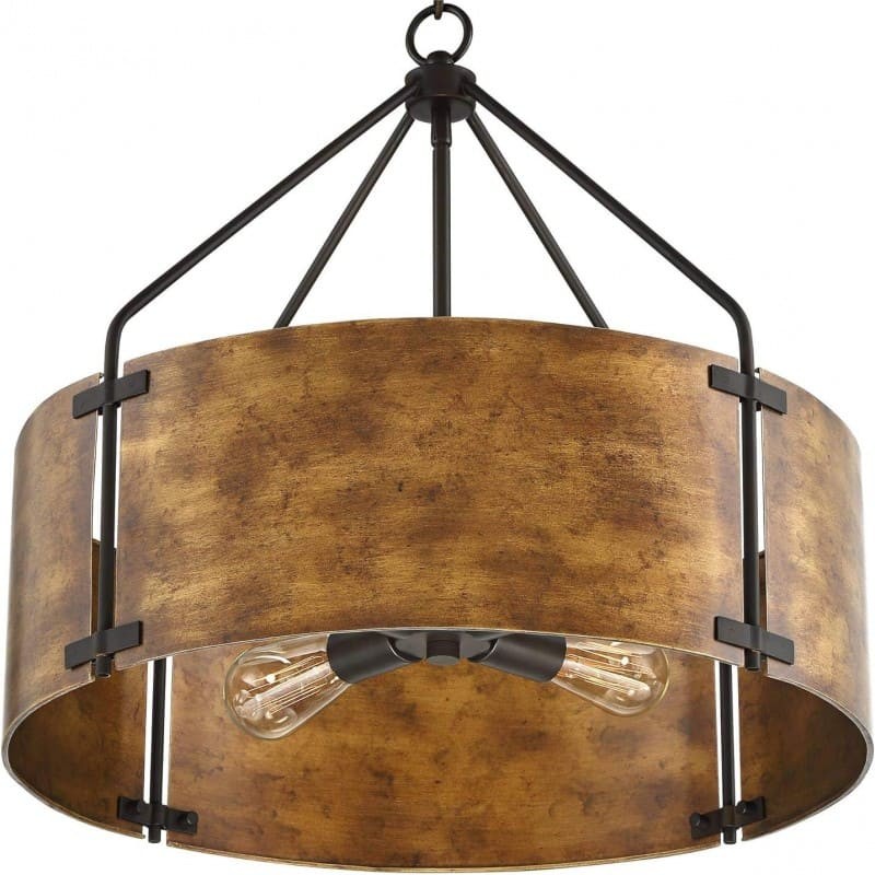 Vintage Brass Drum Pendant Lamp – Aged Metal & Warm Glow G94