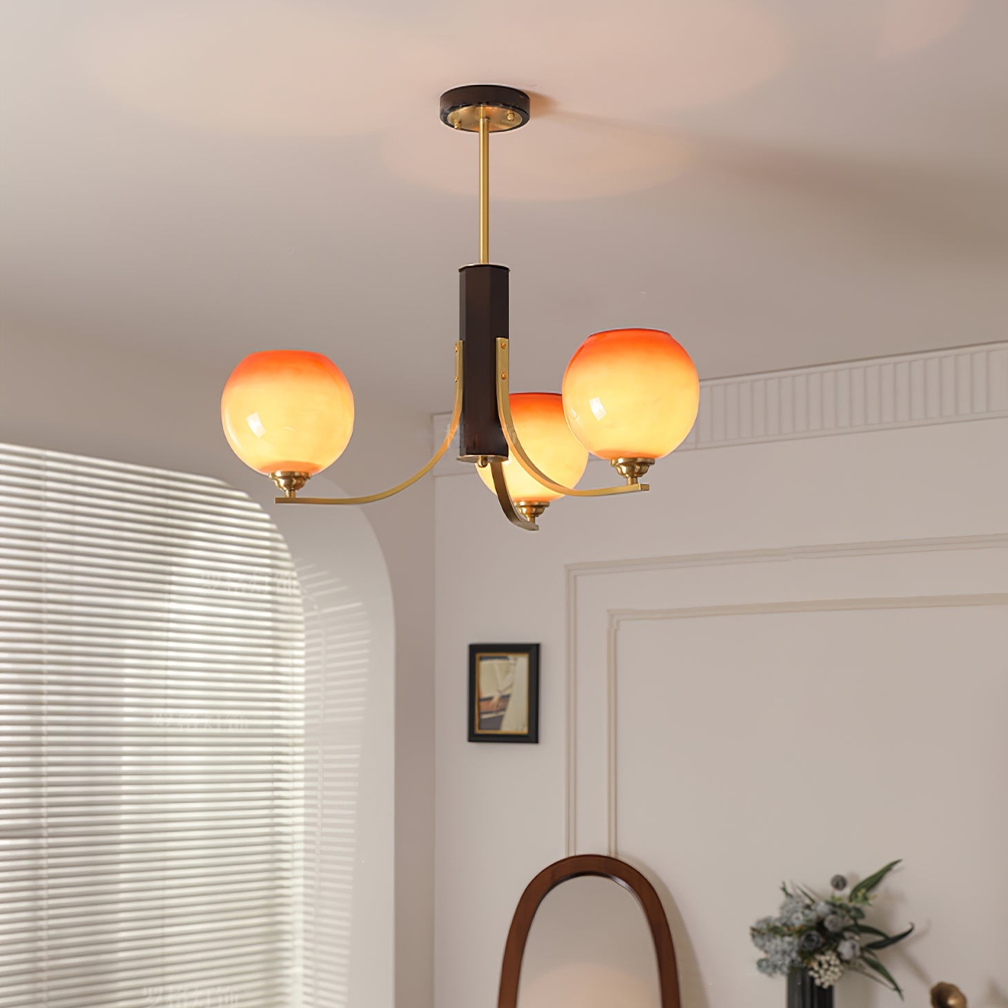 Vintage Caramel Globe Chandelier M398