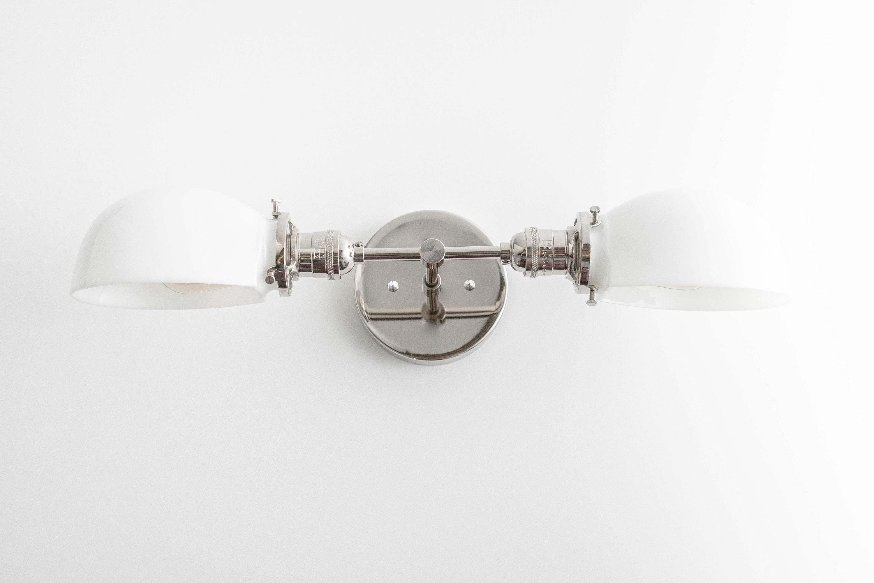 Ornato Luxe Mid-Century Vanity Light - Brass Bathroom Fixture with Opal Glass T326