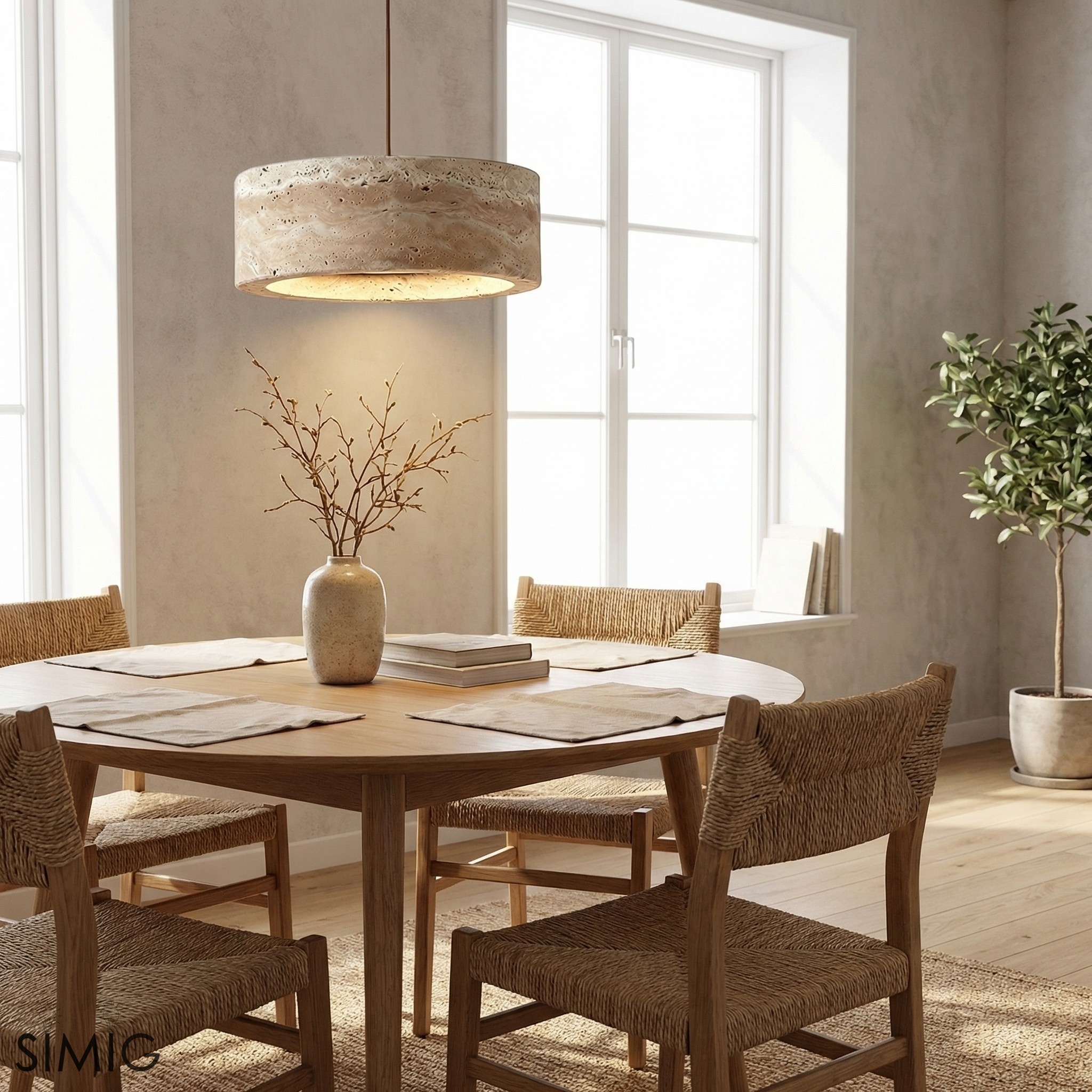 Kairis Neutral Tone Stone Pendant Lamp - Wabi Sabi Style for Kitchen Island T559