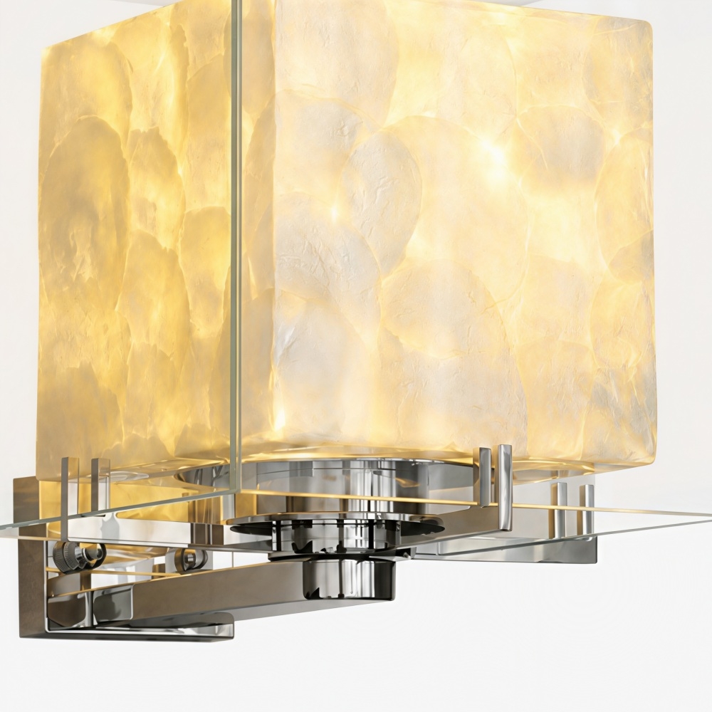 Beamira Mica Square Wall Lamp - Glass Shade Shell Decorative Wall Light for Hallway T2209