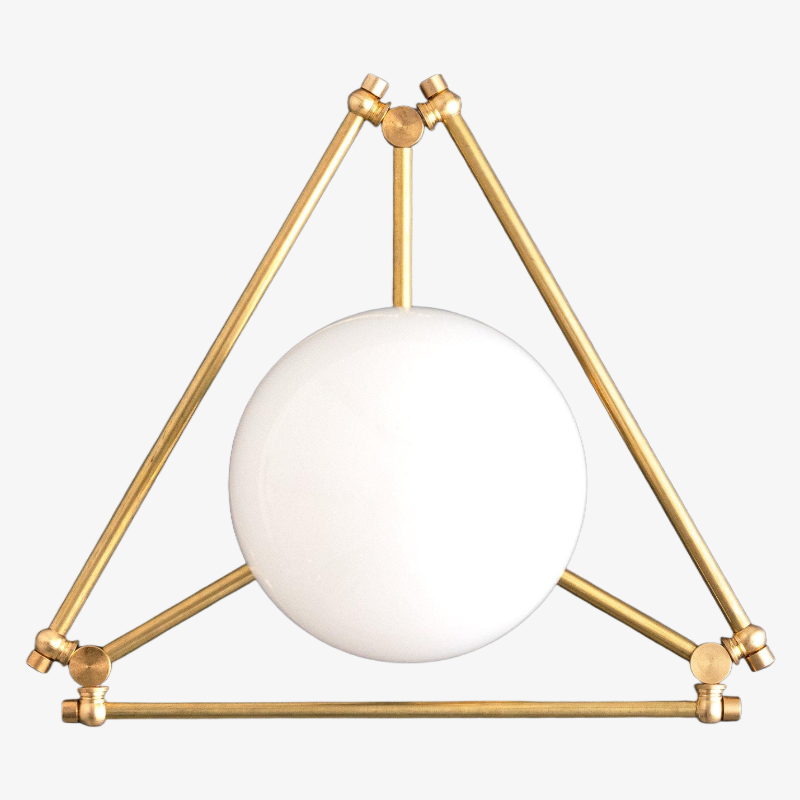Glorica Glass Geometric Brass Ceiling Light - Hand-Blown Globe Design T363