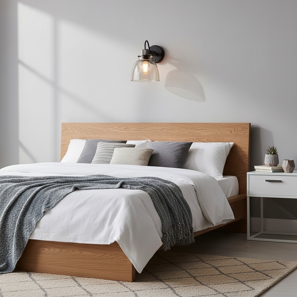Readium Modern Glass-Shaded Wall Lamp - Adjustable Head for Bedrooms and Hallways T873