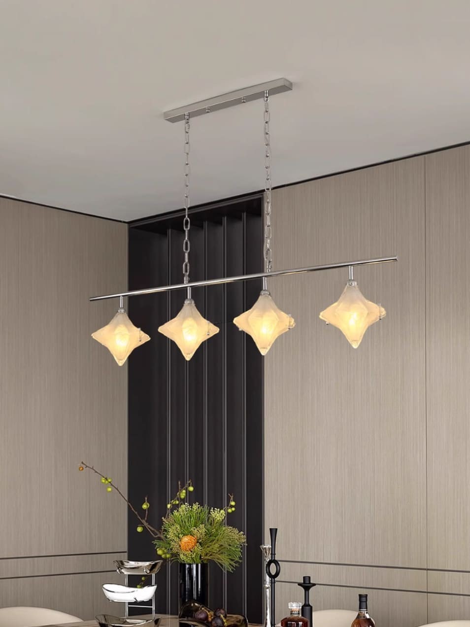 Art Deco Star Linear Pendant Light - Elegant Lighting for Kitchen Island - Astris Cassiopeia T440