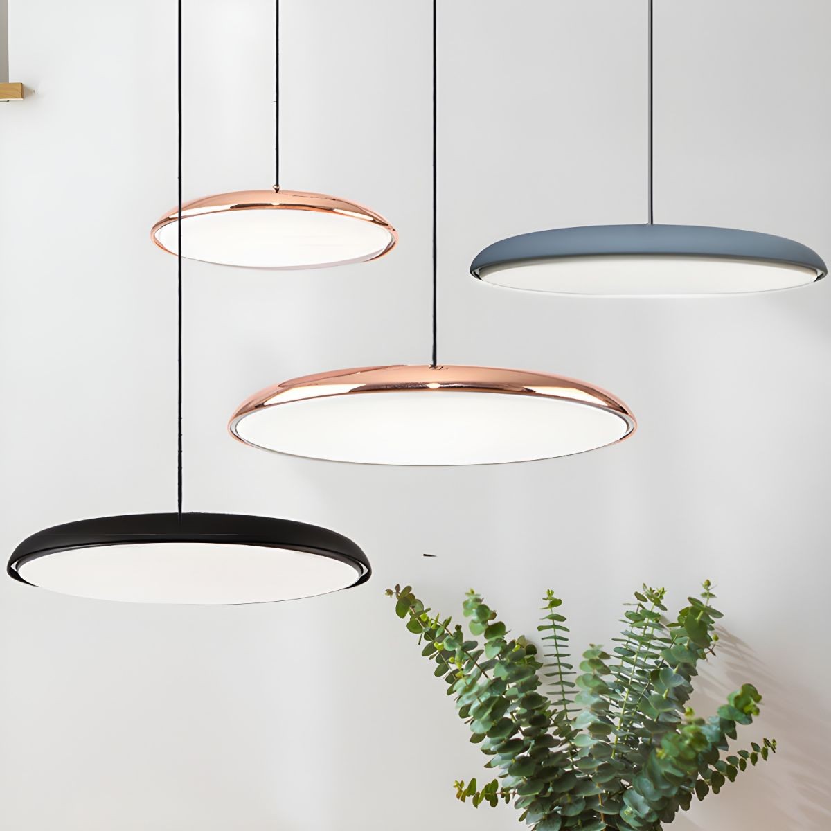 Modern Metal Saucer Pendant Light – Slim Design with LED Lighting M45