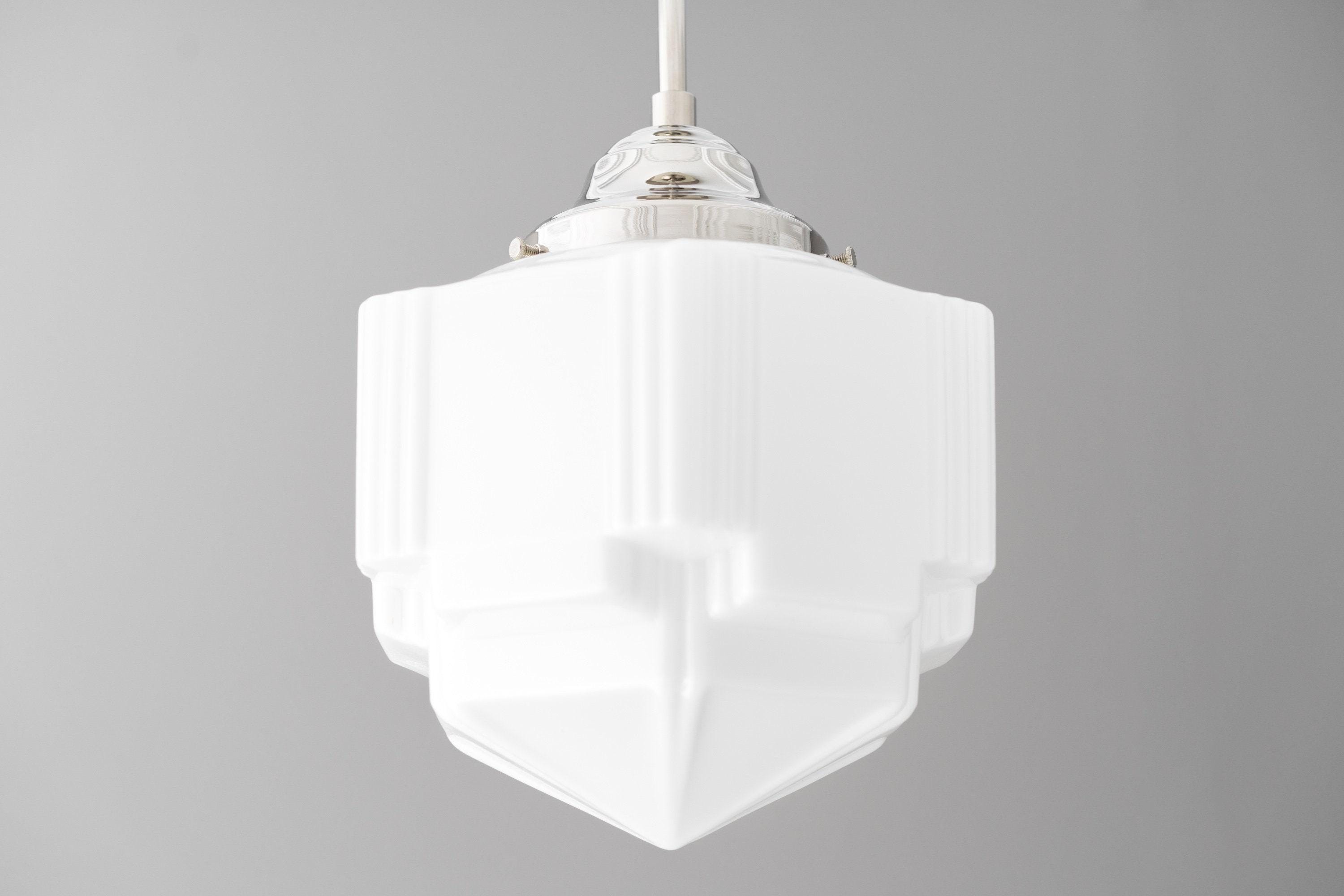 Geotower Glass Modern Pendant Light - Skyscraper Design - Brass or Black or Nickel Finish T340