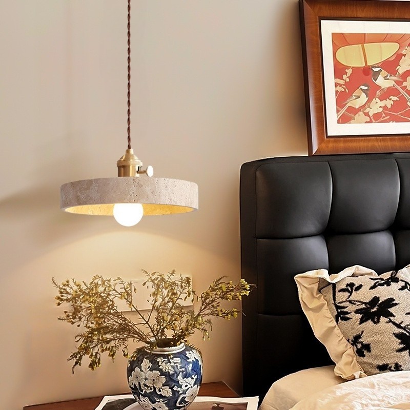 Mid Century Travertine Pendant Lamp – Vintage Copper Lighting S281