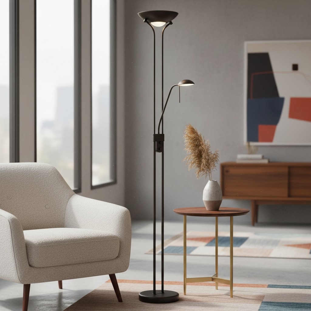 Linexis Art Deco Metal & Opal Glass Floor Lamp - Dual-Light Design for Modern Interiors T942