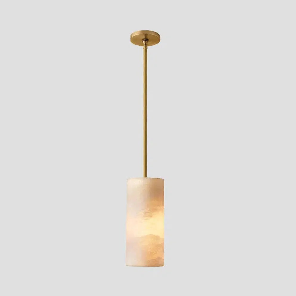 Hand Carved Alabaster Cylinder Pendant Light T115