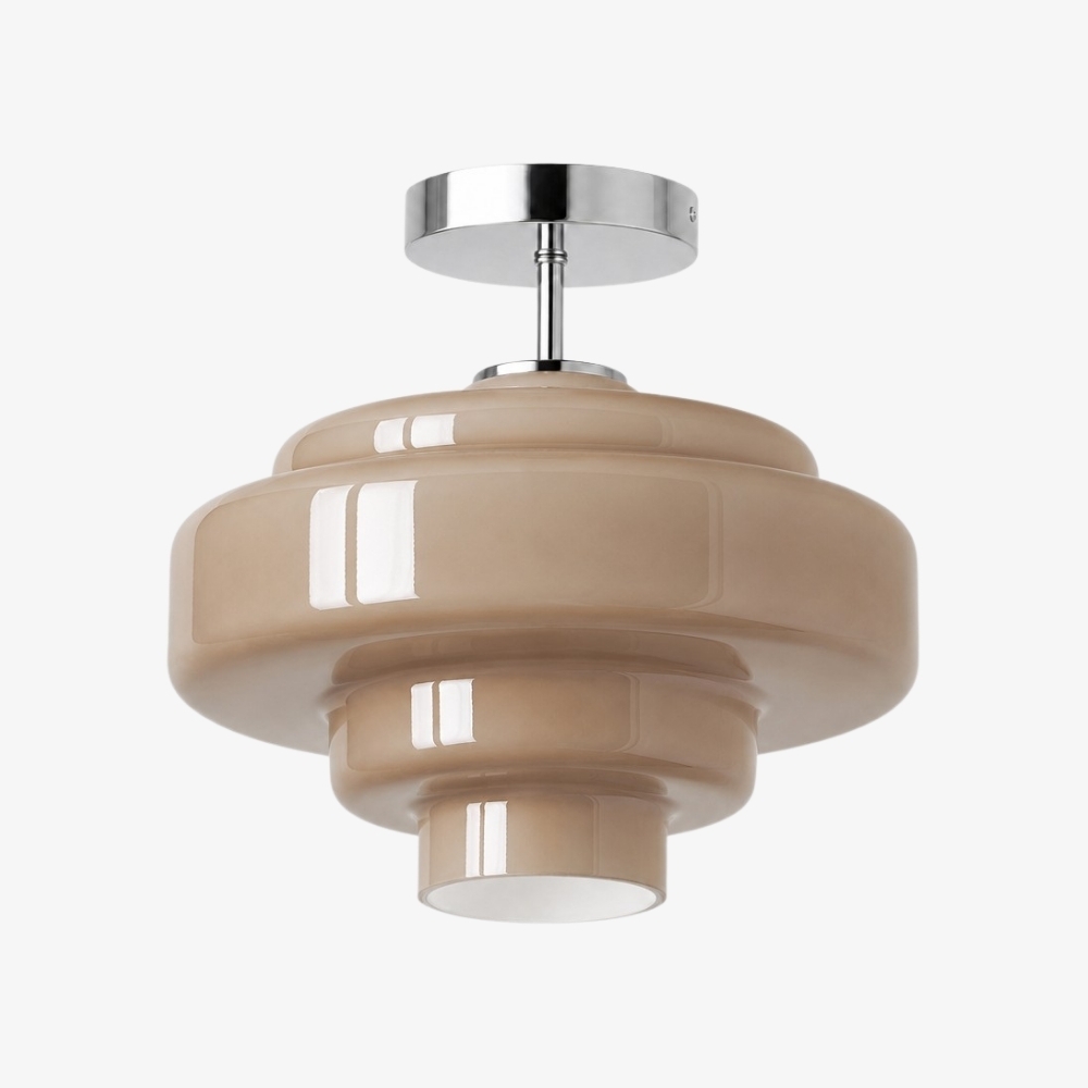 Koloro Glass Ceiling Light - Layered Rounded Design Lampshade for Hallway or Cloakroom T2251