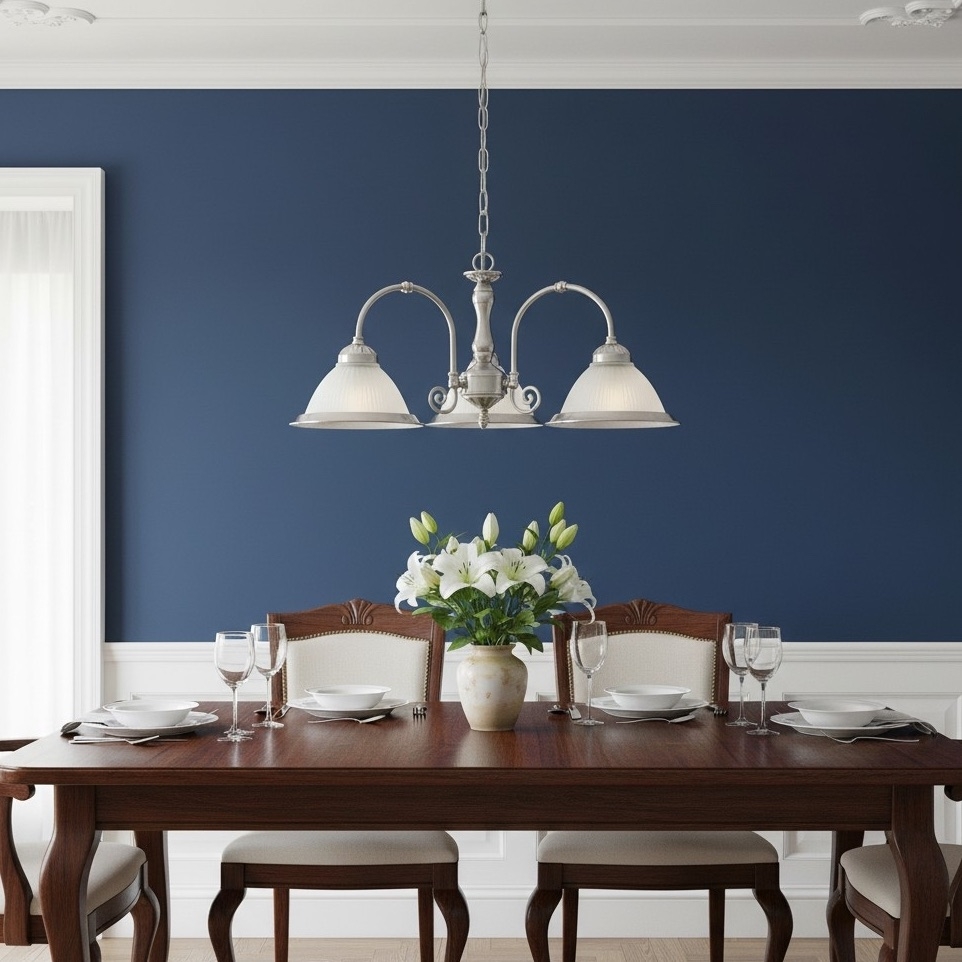 TF Vintora Ribbed Glass Pendant Light - Elegant Metal Trim for Kitchens, Dining Areas and Hallways T1022