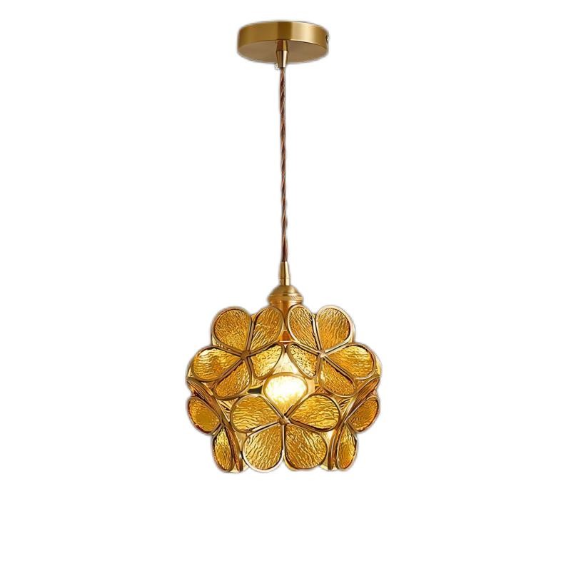 Nordic Brass Flower Petal Glass Pendant Light S10