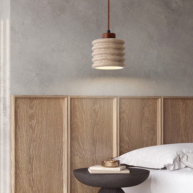 Traditional Retro Cylindrical Solid Wood Pendant Lamp M07