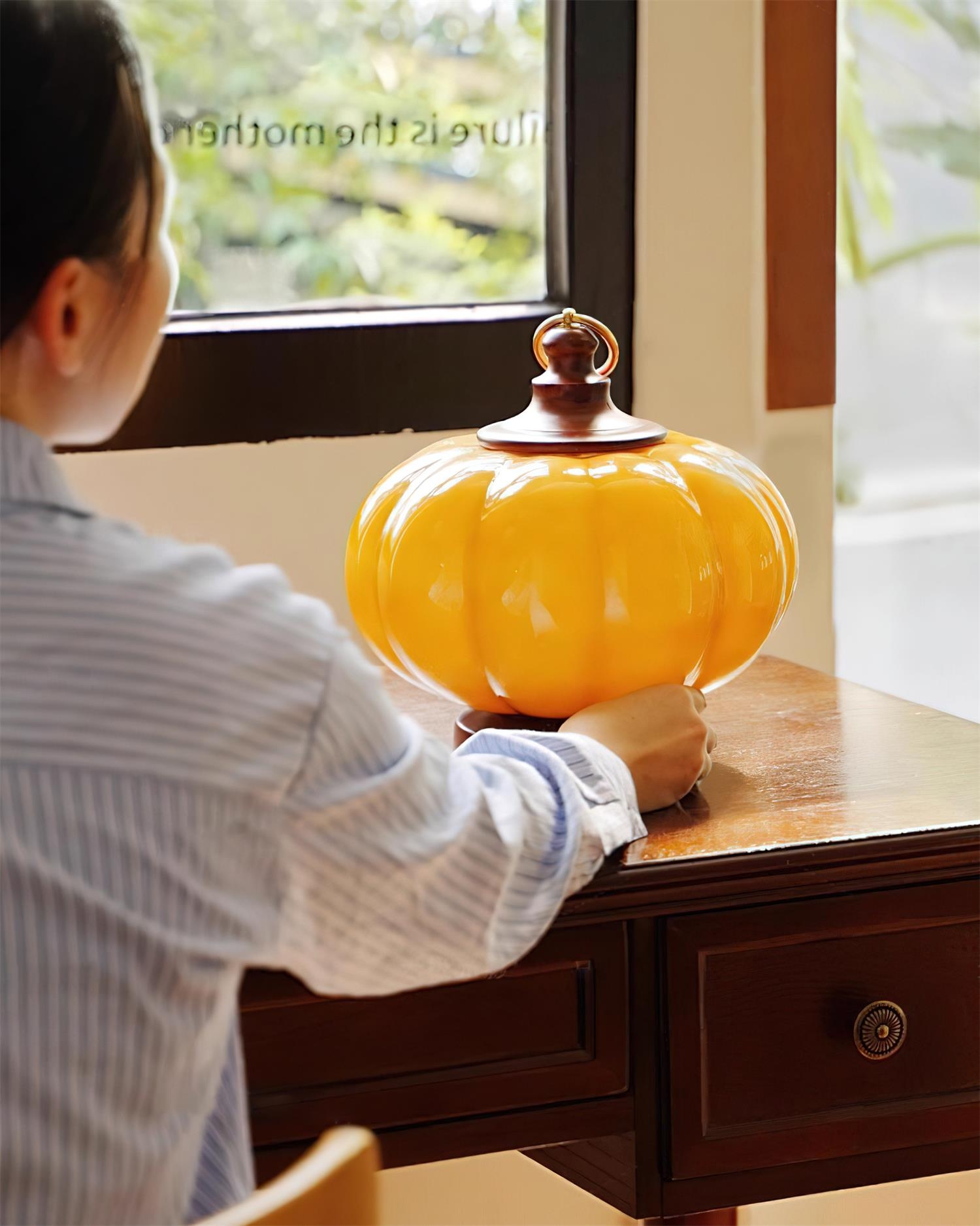 Pumpkin Glass Table Lamp T1374