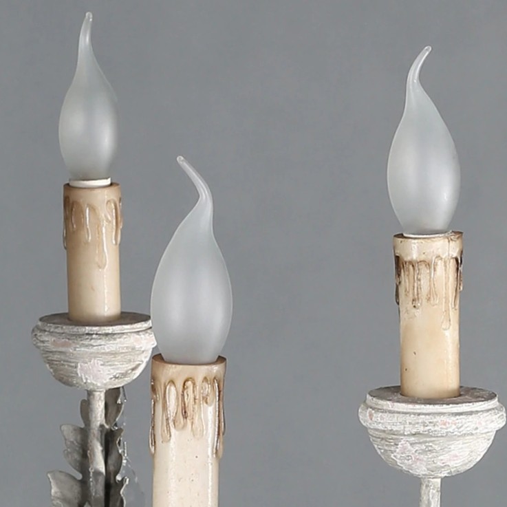 Wooden Iron Vintage Crystal Chandelier